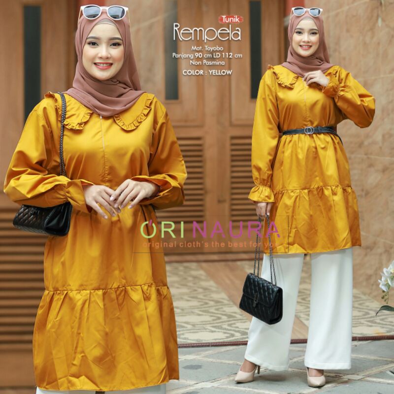 baju atasan muslimah rempela tunik ori by orinaura bahan toyobo