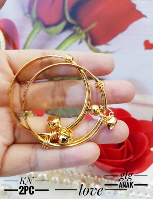 Xuping gelang anak lapis emas 18k (2pcs)