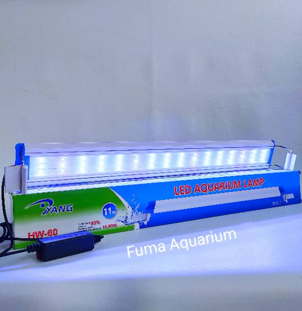 Lampu YANG HW-60 11 Watt Led Aquarium Aquascape 60-80cm Putih Biru 10.000K
