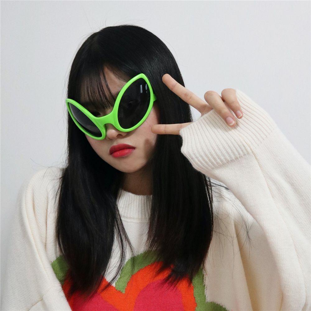 R-flower Green Alien Kacamata Anak-Anak Dan Dewasa Nikmat Pesta Halloween Alien Sunglasses