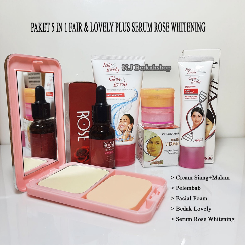 PAKET 5 IN 1 FAIR & LOVELY PLUS SERUM ROSE WHITENING