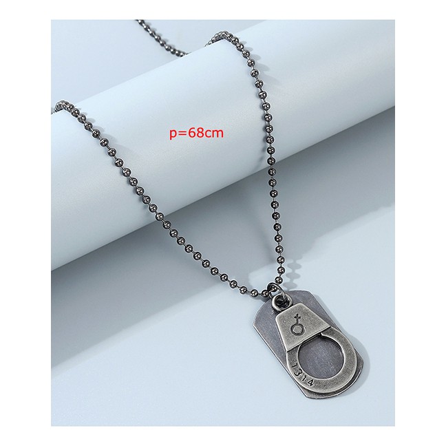 LRC Kalung Fashion Black Handcuffs Geometric Alloy Mens Necklace Y64602