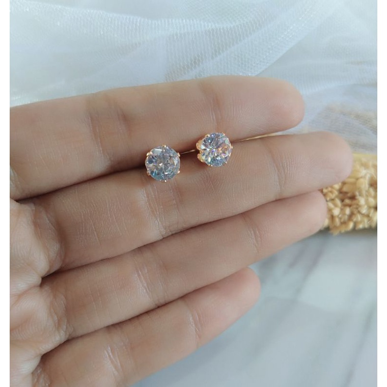 Ceplik Anting Tusuk Permata Titanium Lapis Emas Besar Nagita  6 ml ATN2