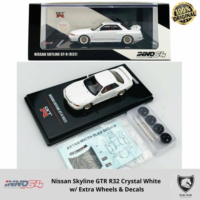 Inno 1/64 Nissan Skyline Gtr R32 Crystal White With Extra Wheel Inno64 By Eastern
