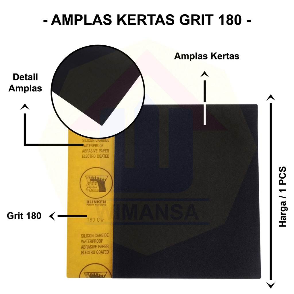 AMPLAS KERTAS GRIT 180 - AMPLAS WATERPROOF