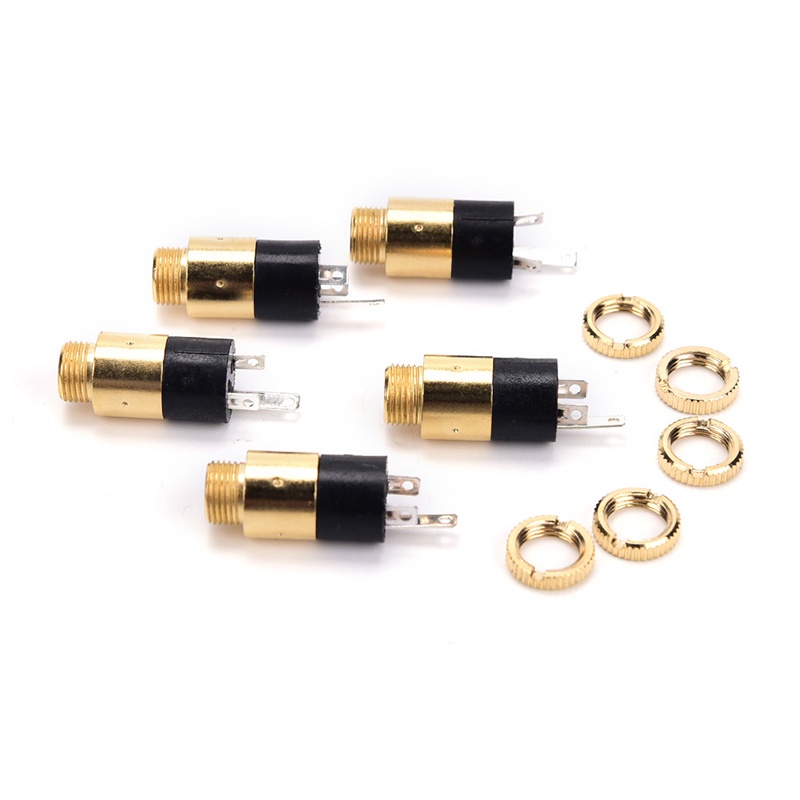 (Happy) 5pcs Pj392 Jack Audio 3.5mm Female Warna Emas Untuk Headphone