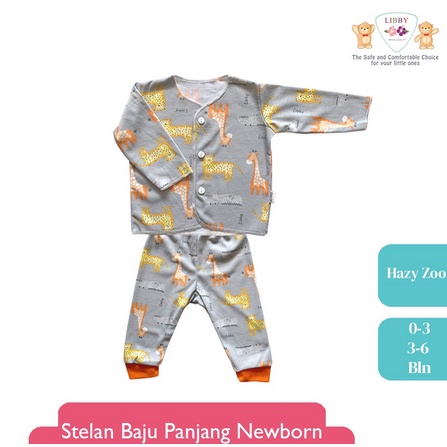 Libby Setelan Baju Panjang New Born Kancing Dada 3-6M VLP