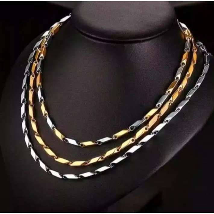 Kalung Pria titanium Asli stenlies stell anti karat dan tidak luntur model padi silver perak keren/KALUNG TITANIUM MODEL PADI