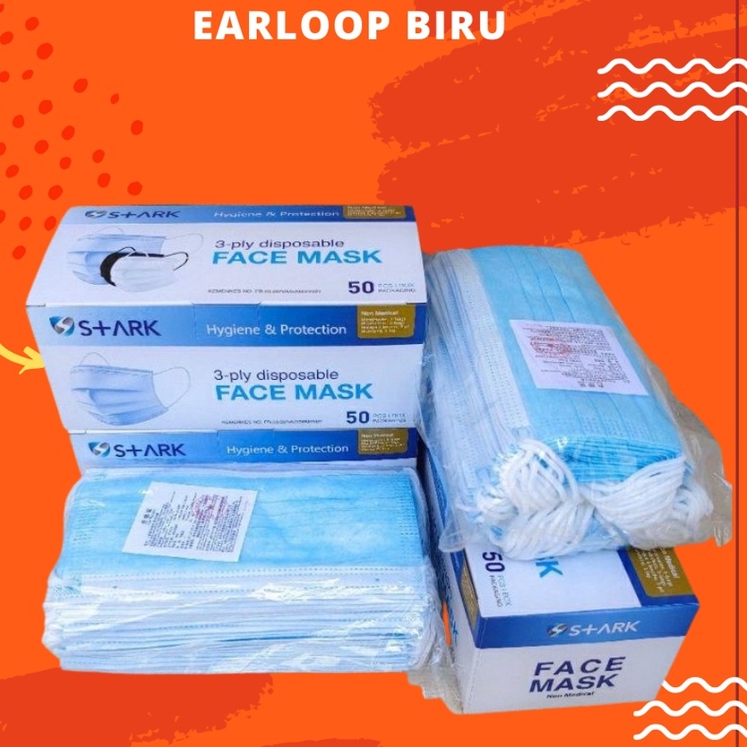 MASKER EARLOOP BIRU 3 PLY