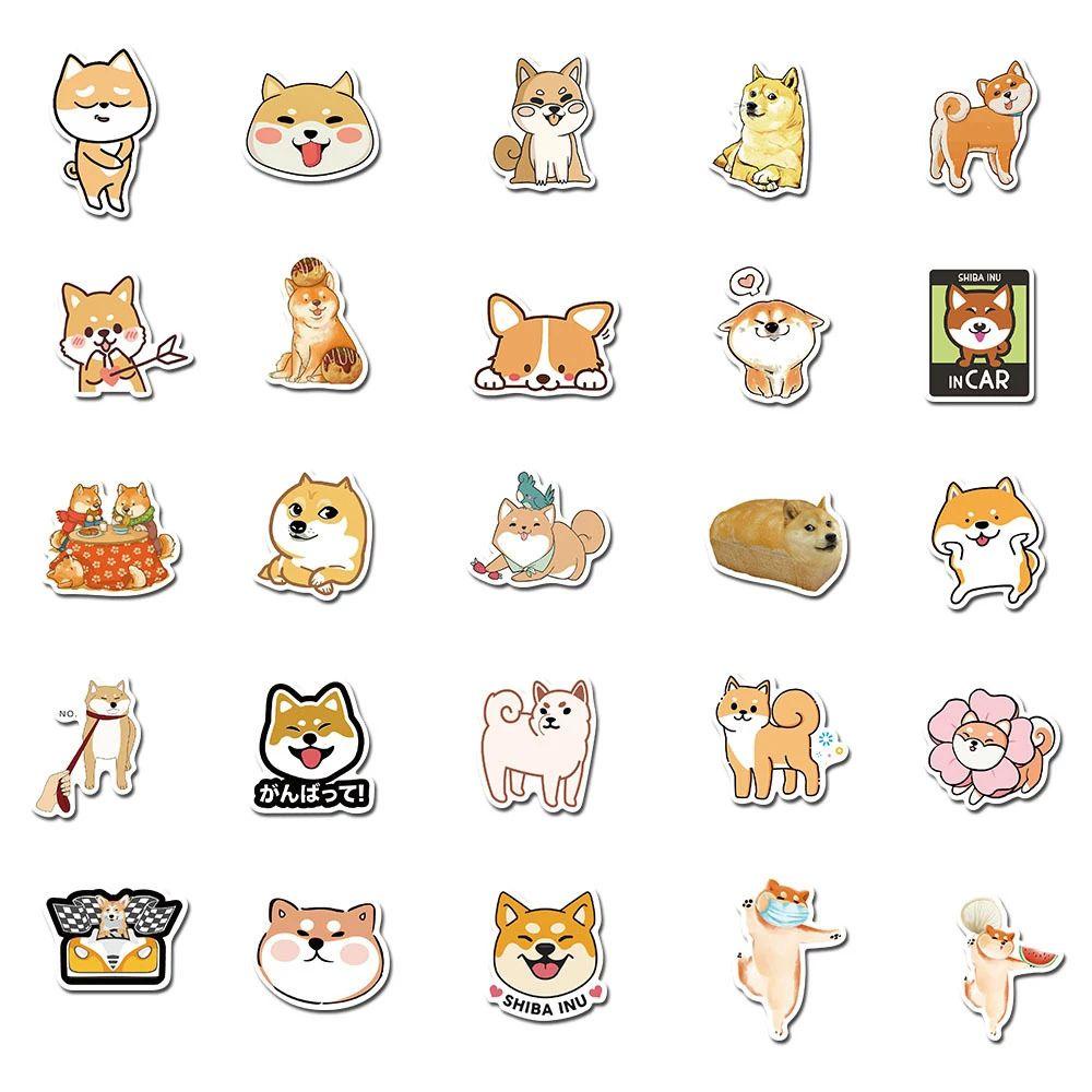 Lanfy Jepang Shiba Inu Anjing Stiker Lucu Ponsel Dekorasi Helm Gitar Stiker Koper Laptop Stiker Alat Tulis Stiker Hewan