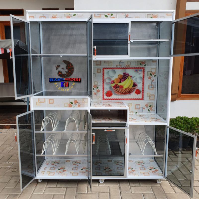 Rak dapur / Rak Piring Aluminium 4 Pintu box