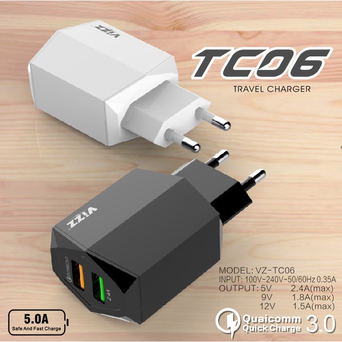 VIZZ VZ-TC06 QC CHARGER QUALCOMM 3.0 ORIGINAL