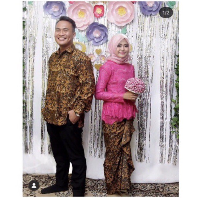 batik coklat couple dan Rok  jarik span drapery solo coklat sasmaya couple