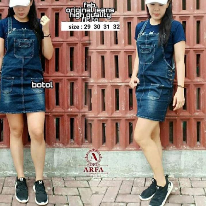 [KODE VTA0I] Rok Overall Jeans Pendek . Rok Overall Jeans Strech BAJU KODOK JUMBO WANITA 29-40