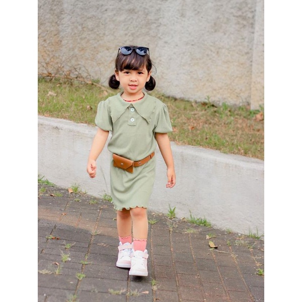 wangki dress rib / Dress kancing balon / dress midi kancing anak usia 2-6 tahun