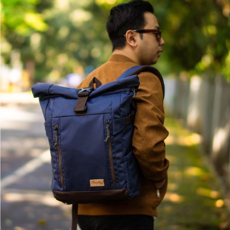 Tas Ransel Backpack Laptop Rolltop Sekolah Kuliah Kerja Pria Wanita Firefly Chavez Navy