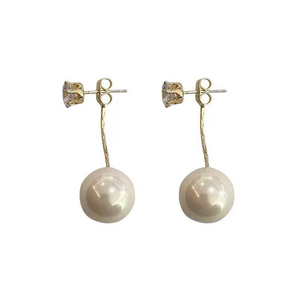 NEEDWAY Mermaid Pearl Earrings Wanita Kreatif Geometri French Pearl Stud Earrings Berlian Berlian Imitasi Anting Perempuan