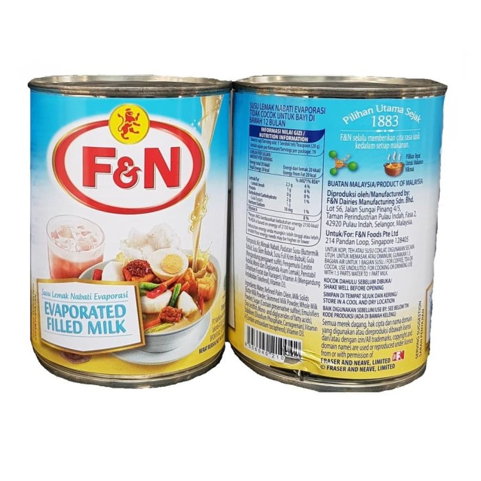 

F&N Evaporated Filled Milk 380g KALENG barcode 9556040210042