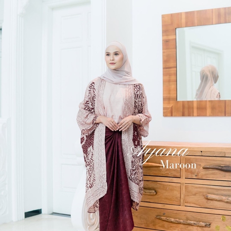 New Pakaian Wanita Setelan Atasan Outer Batik Viscose Set Rok Lilit Polos JUmbo Oversize Baju Batik 