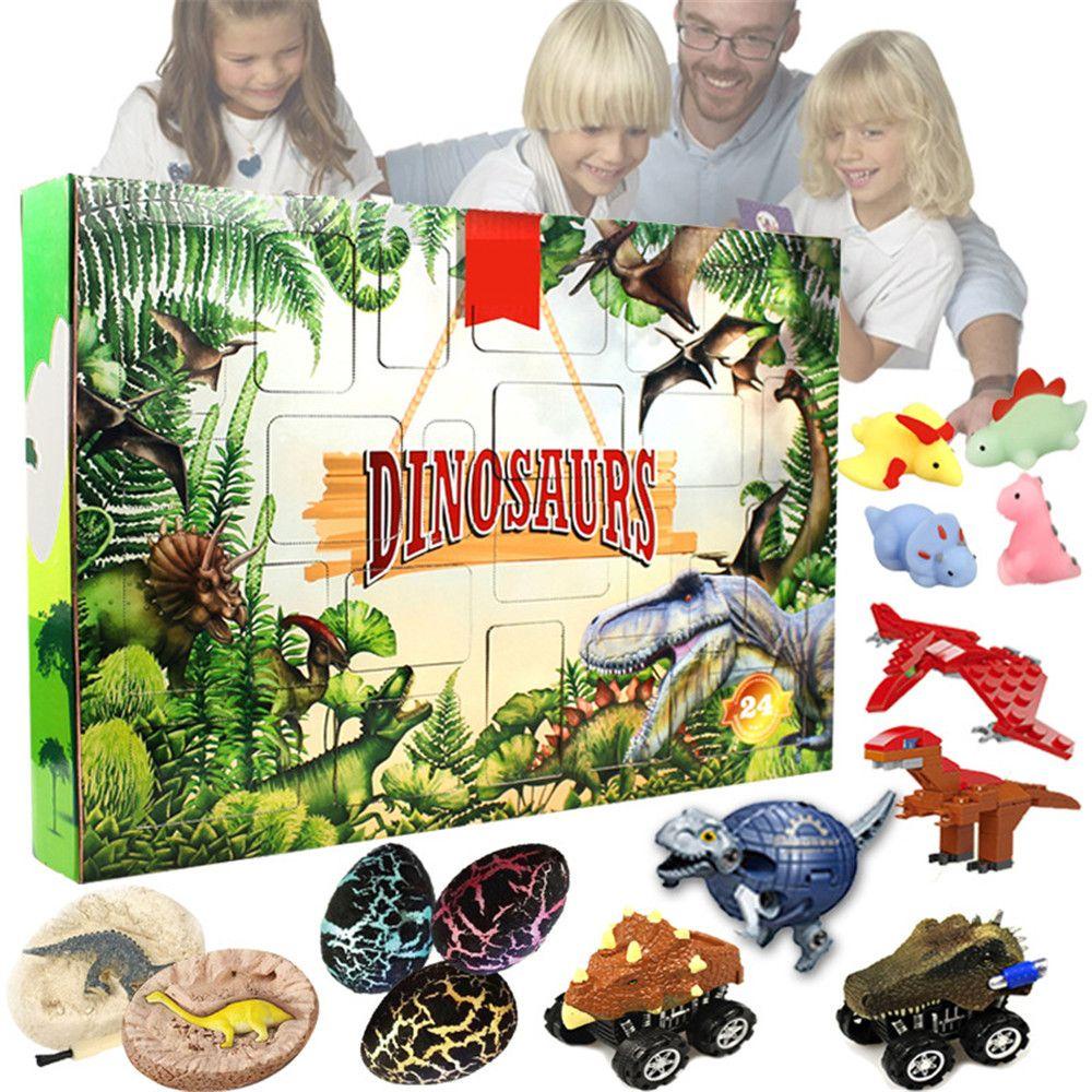 Solighter 24 Pcs Model Dinosaurus Kotak Hadiah Hadiah Natal Kalender Adven Mainan Edukasi Anak