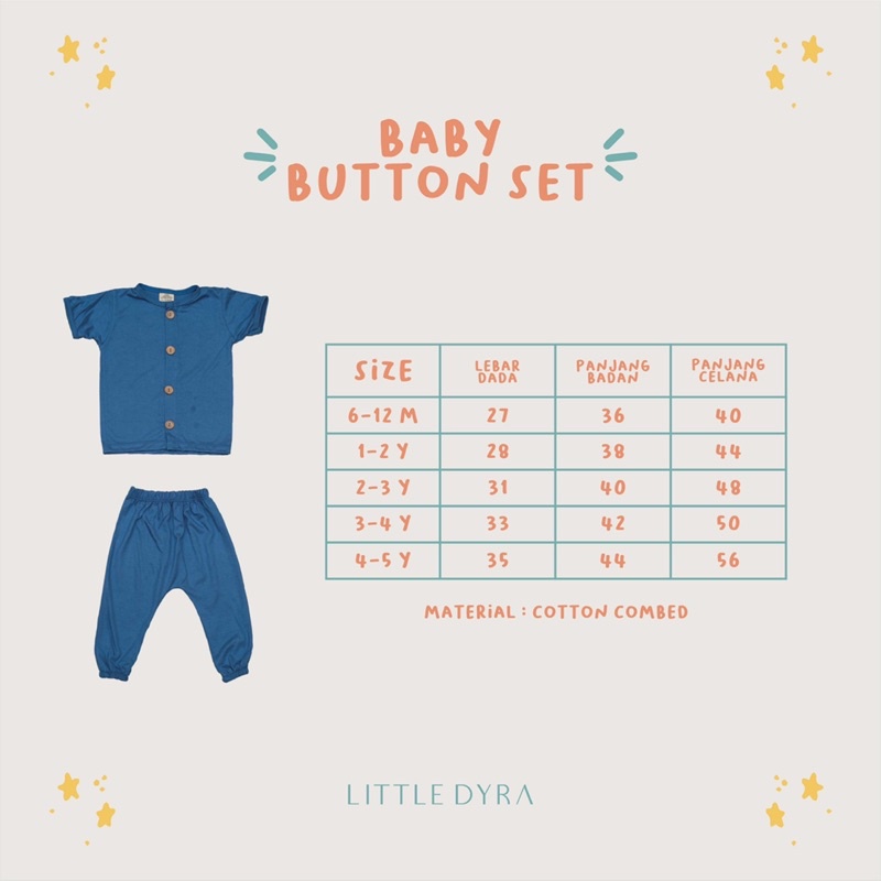 LITTLE DYRA Baby Button Set - Setelan Bayi 0-5th