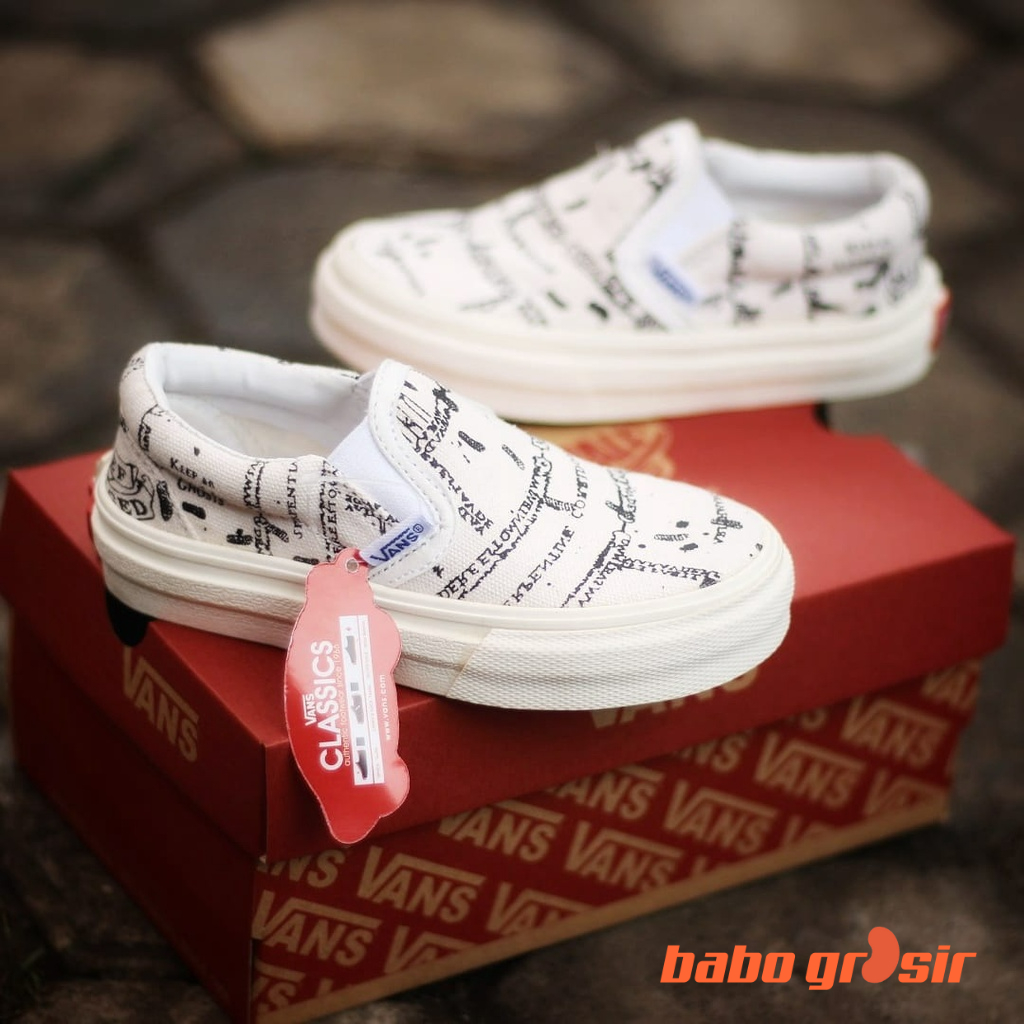 BEST QUALITY Sepatu Anak Vans Slip On Mischief Managed Harry Potter, Tapak Gum Outsole Anti Slip, Tag Made in China, Import Premium