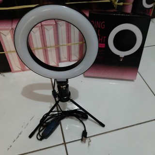 Ringlight Selfie Lamp 16cm Plus Tripod Ring Selfie LED Lampu Selfie 16 cm