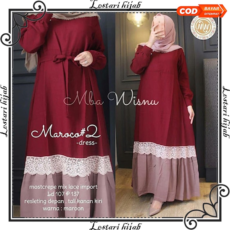 Dress Panjang Baju Gamis Wanita Dres Ibu Ibu Cewek Pengajian Kondangan Lebaran Terbaru Kekinian