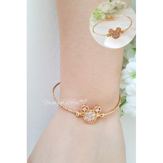 Gelang Mickey Dan Minnie Bangle Replica Emas Xuping Bangle Anak Dewasa Free Size Lapis emas 18k