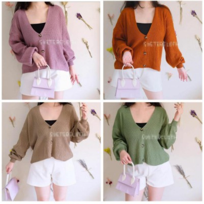 Cardigan Rajut Wanita Balona/ Cardigan Lengan Balon/ Vina Knitted cardigan