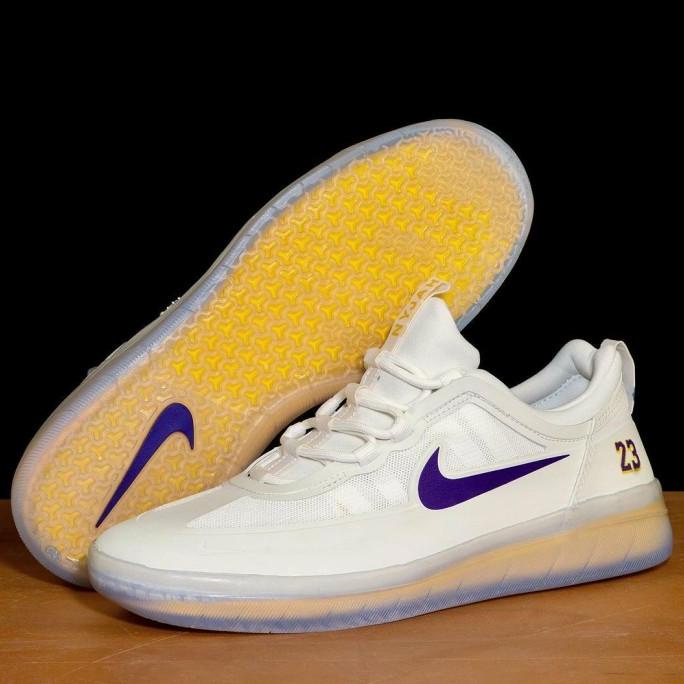 Sepatu Pria Nike Sb Nyjah Free 2 Lakers White Premium Hight Quality Ukhasachairil