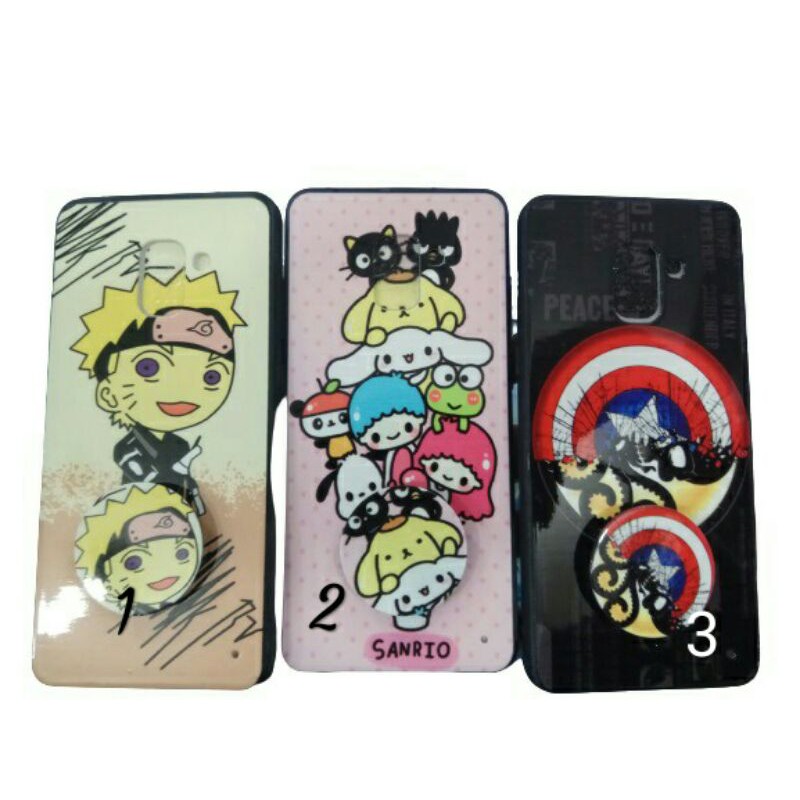 CASE FUZE GLASS SUPER HERO + POP SOCKET SAMSUNG A8 PLUS 2018