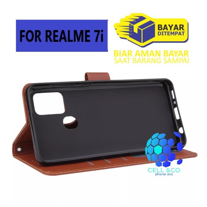 Flip cover REALME 7i Flip case buka tutup kesing hp casing flip case Premium leather wallet