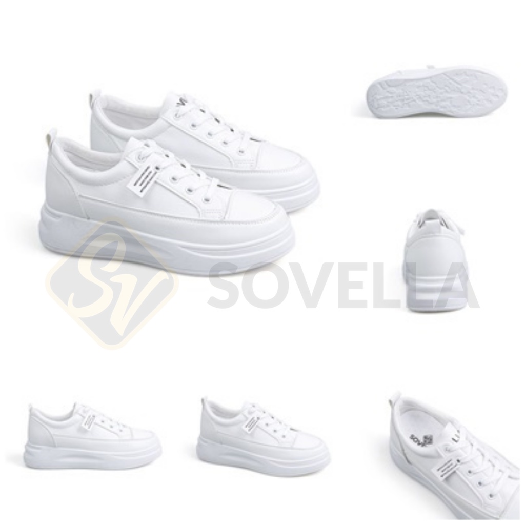 SOVELLA Maulvi Sepatu Sneakers Simpel Polos Putih Hitam Wanita Import-6
