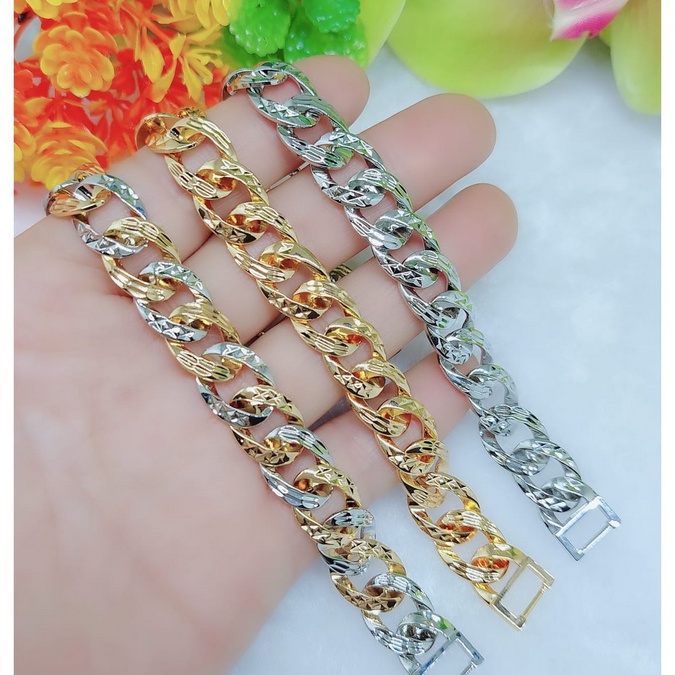 Gelang sisik naga titanium lapis emas perhiasan wanita jewellery (lebar 11.5mm &amp;16mm)