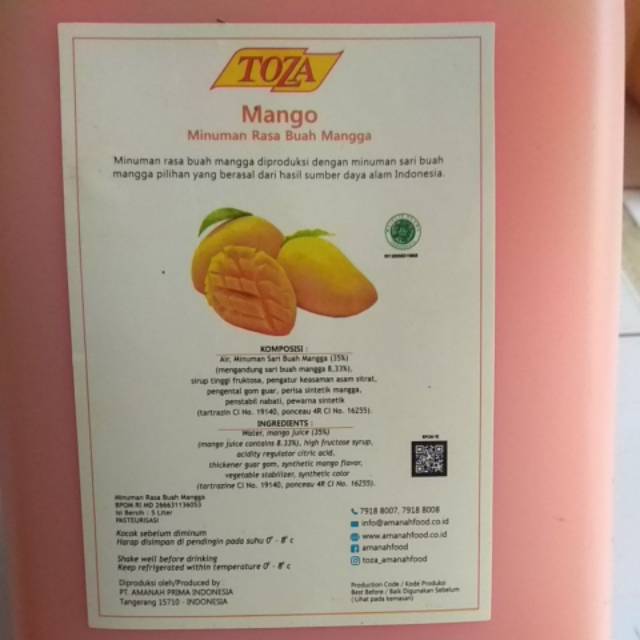 

Toza Juice Buah Mangga 5 Liter / Galon