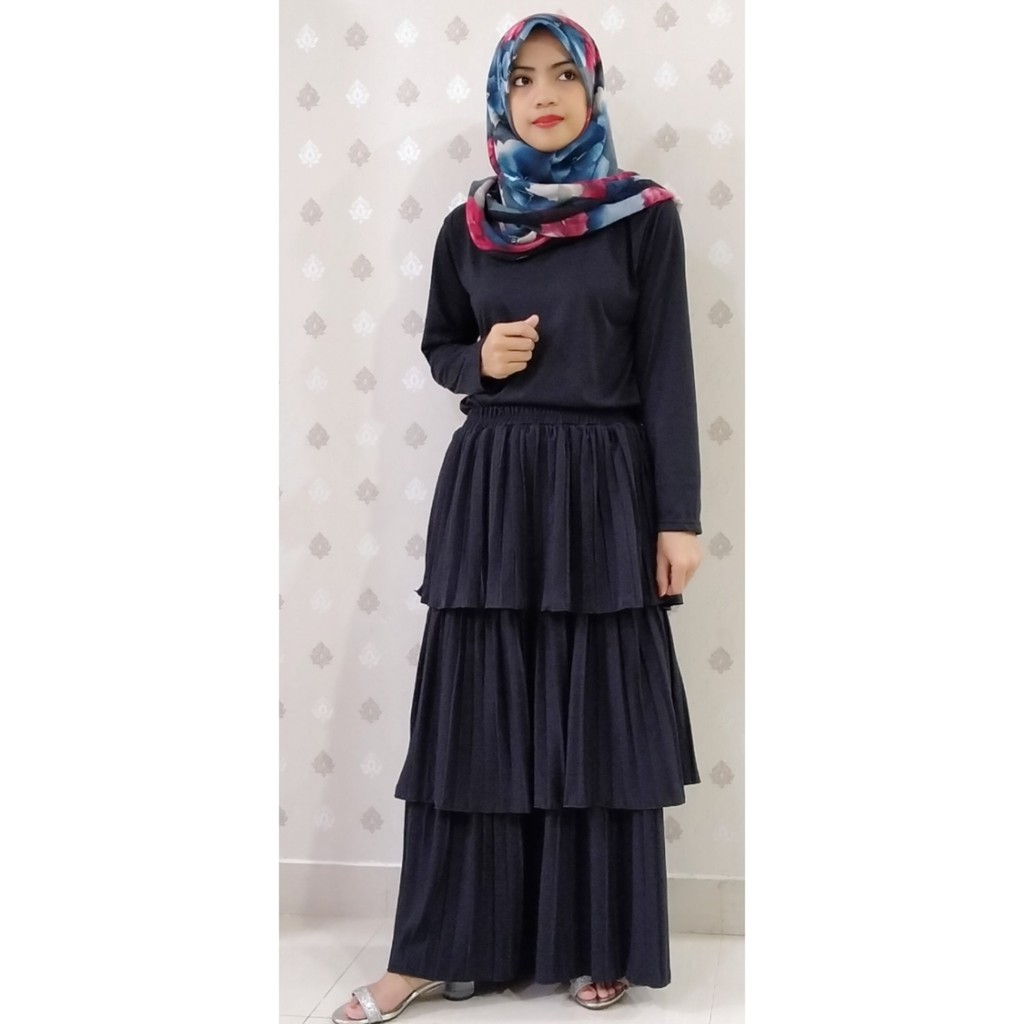 ROK PANJANG LIPIT 3 TINGKAT PLISKET GL FASHION