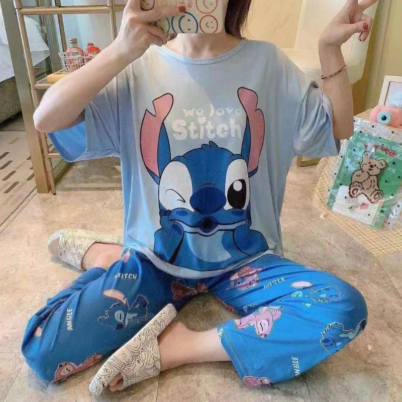 MDLV ~ MDLV BAJU TIDUR SET STITCH CUTE CP BAJU TIDUR IMPORT CEWEK BEST SELLER PIYAMA DEWASA FASHION IMPORT