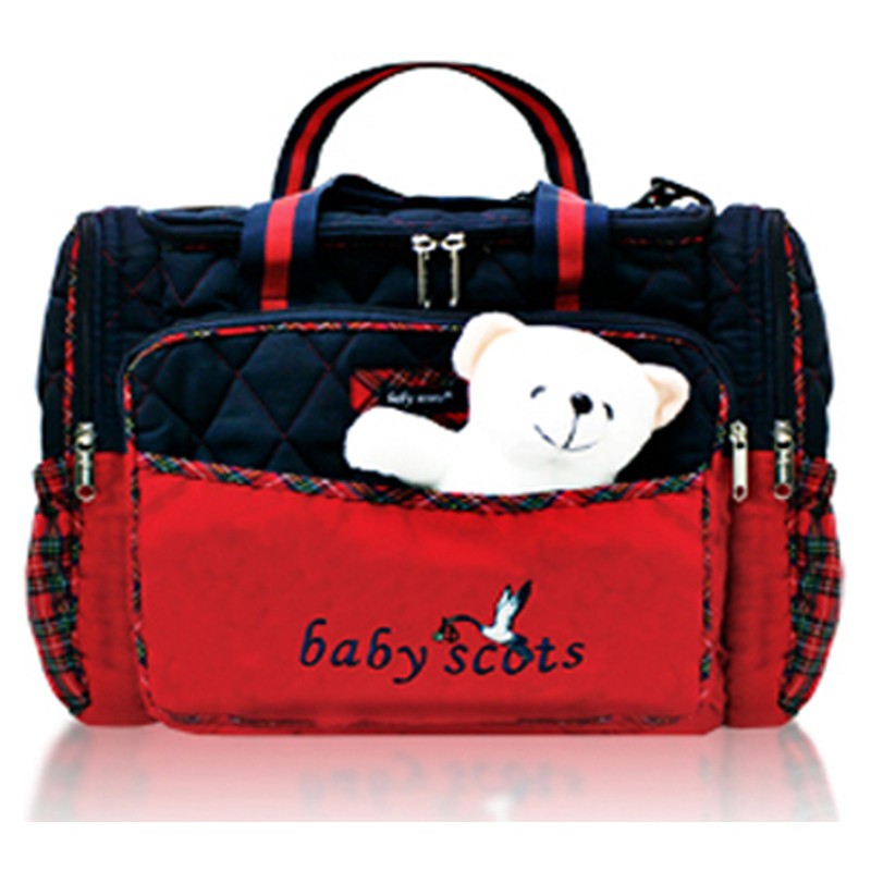 Tas Baby Scots Embroidery Diaper Bag Large with Bear Doll ISEDB011 Tas Bayi Perlengkapan Bayi