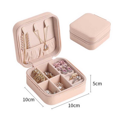 Kotak Tempat Perhiasan Travel Jewelry Box Penyimpanan Anting Kalung Gelang Cincin Emas Portable-pink