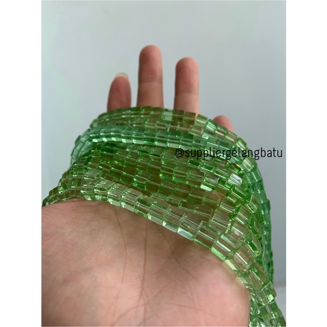 kristal Ceko kotak 6 x 6mm green QUARTZ crystal bening bross PREMIUM