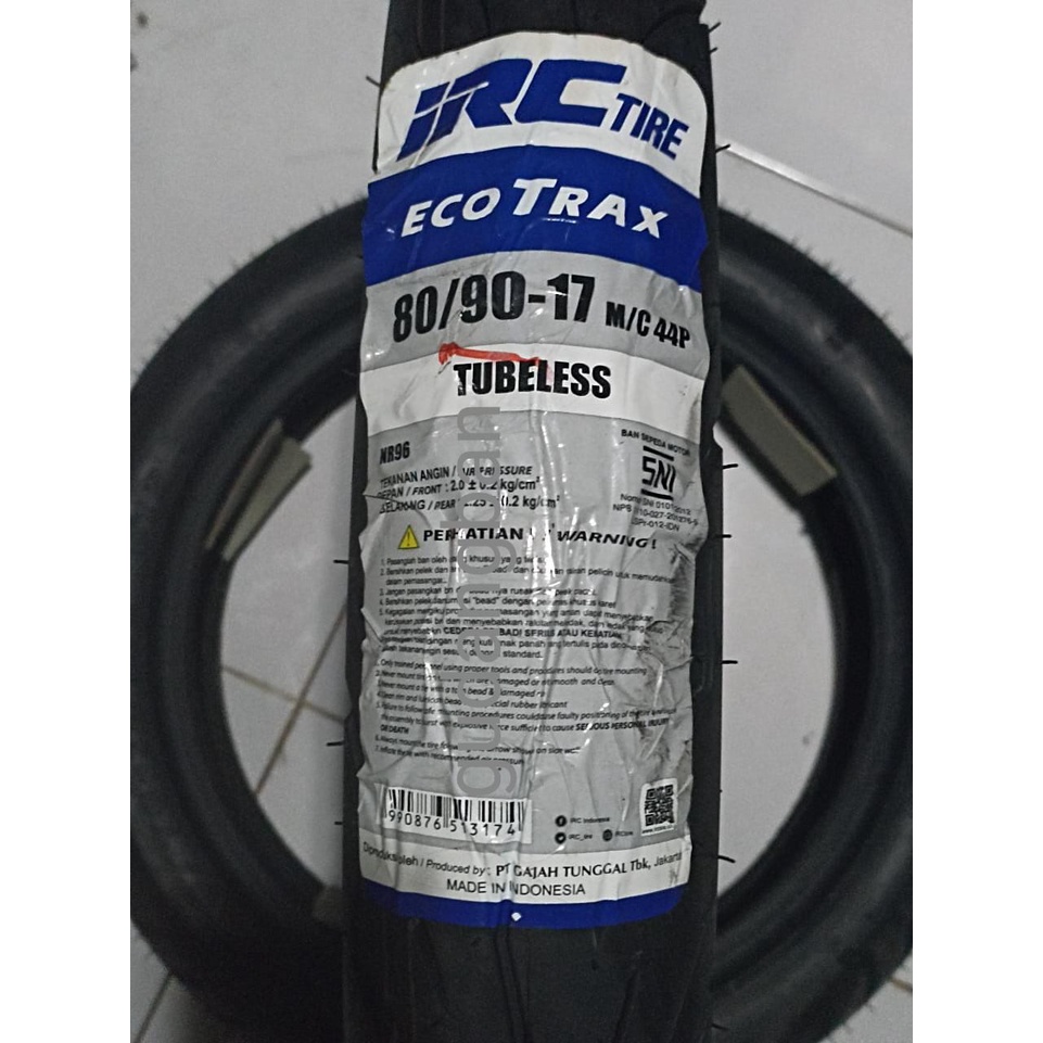 IRC Ecotrax NR96 80 90 17 Tubeless Ban motor bebek NR 96 FREE PENTIL