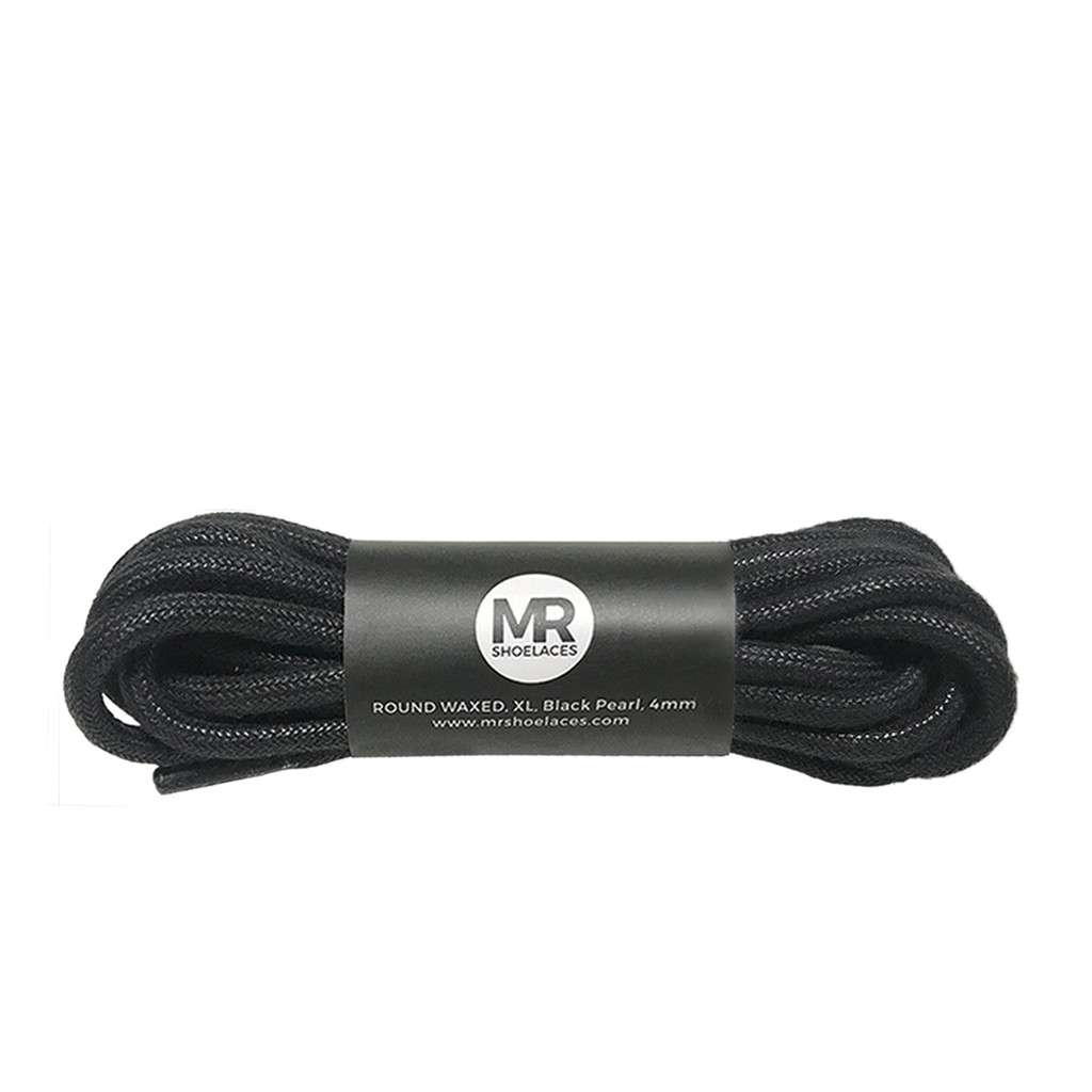 Original RB401 Tali Sepatu Lilin Bulat Hitam (Black) Tebal 4mm Variasi Ukuran 70cm 80cm 90cm 100cm 120cm 150cm 180cm 200cm Premium Round Waxed Shoelaces