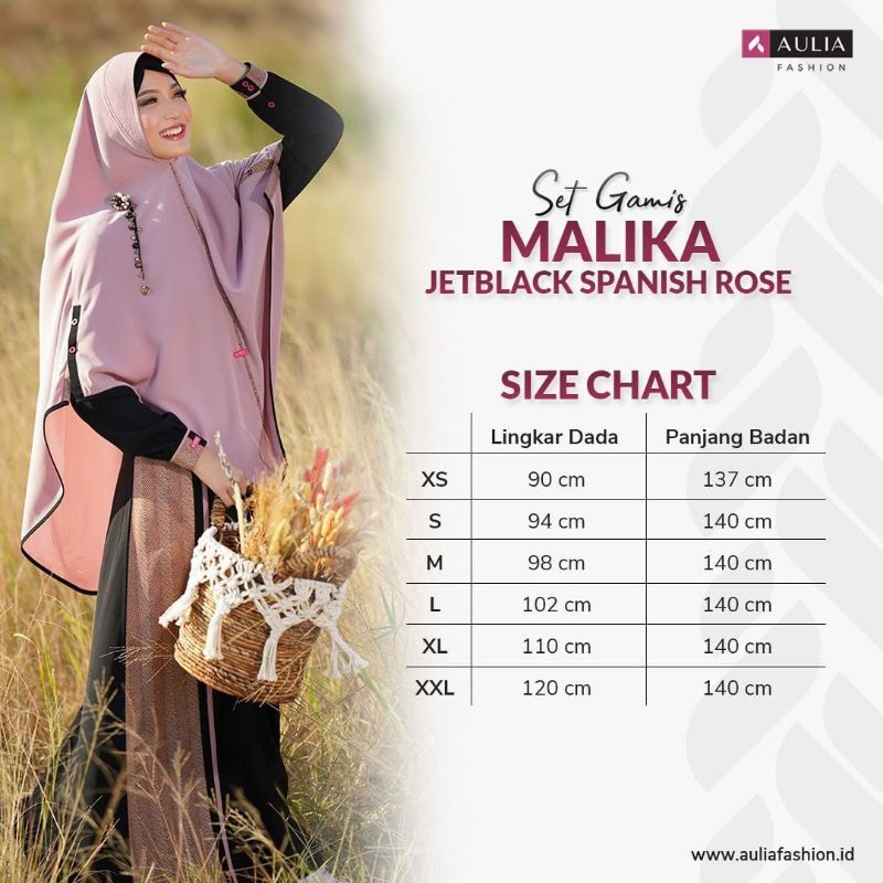 PROMO SET GAMIS AULIA MALIKA JETBLACK SPANISH ROSE S