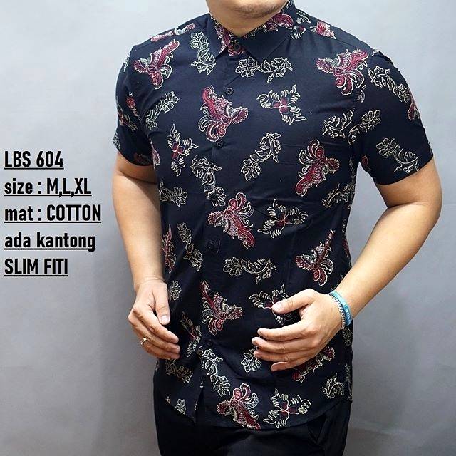 LBS 604 BATIK PRIA SLIMFIT LENGAN PENDEK LUIGI BATANI