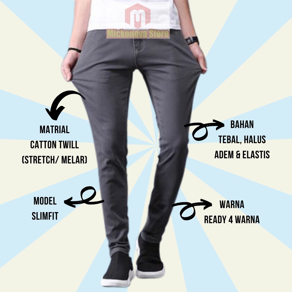 Celana Chino Panjang Pria Slimfit Santai Casual Formal Chinos Laki Laki Kerja Harian