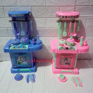  Mainan  kitchen  set  frozen masakan kompor nyala Shopee 