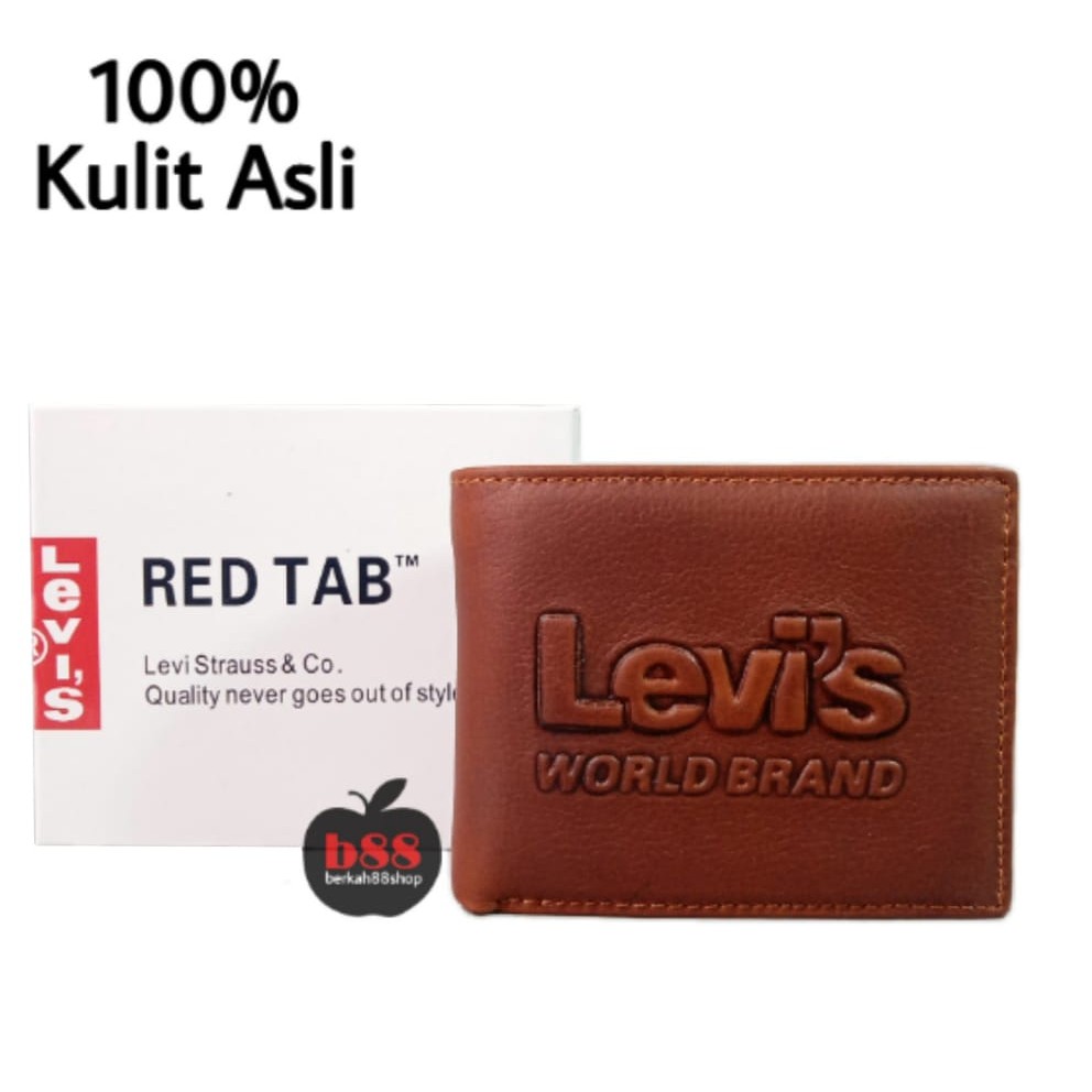 Dompet Kulit Pria / Dompet Kulit Asli Lipat Levis 801 Motif Murah