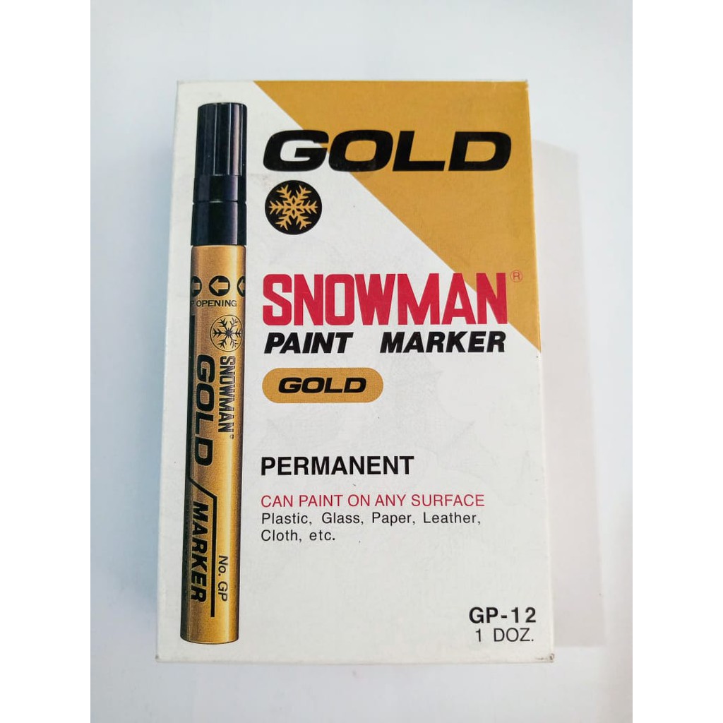 JG - Spidol White Paint Marker Putih / Emas / Silver Permanen asli Snowman MURAH BAGUS