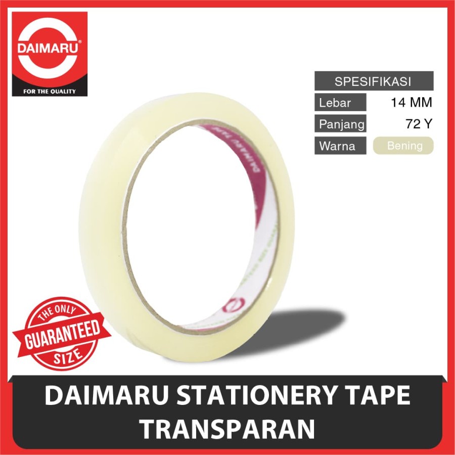 

Isolasi / Selotip Daimaru 1/2 inch - 12 mm x 72 Y